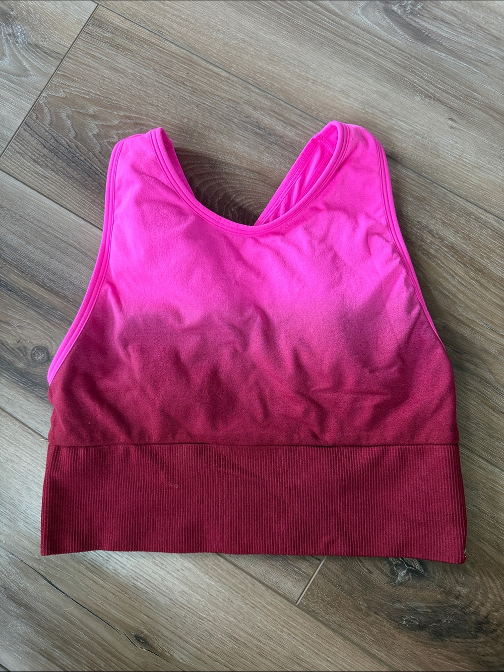 PINK Victoria's Secret Hot Pink to Deep Red Ombre Racerback Sports Bra